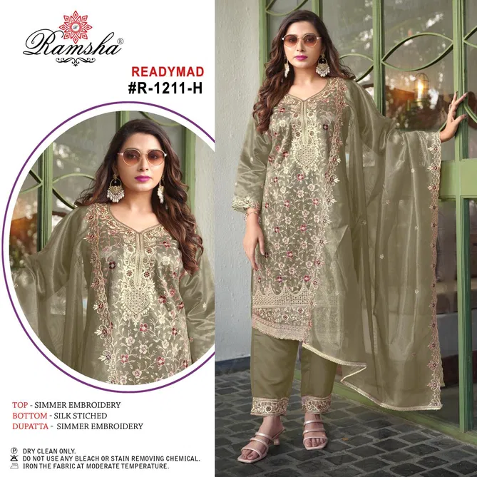 R 1211 E To H By Ramsha Simmer Embroidery Pakistani Readymade Suits Wholesale In India